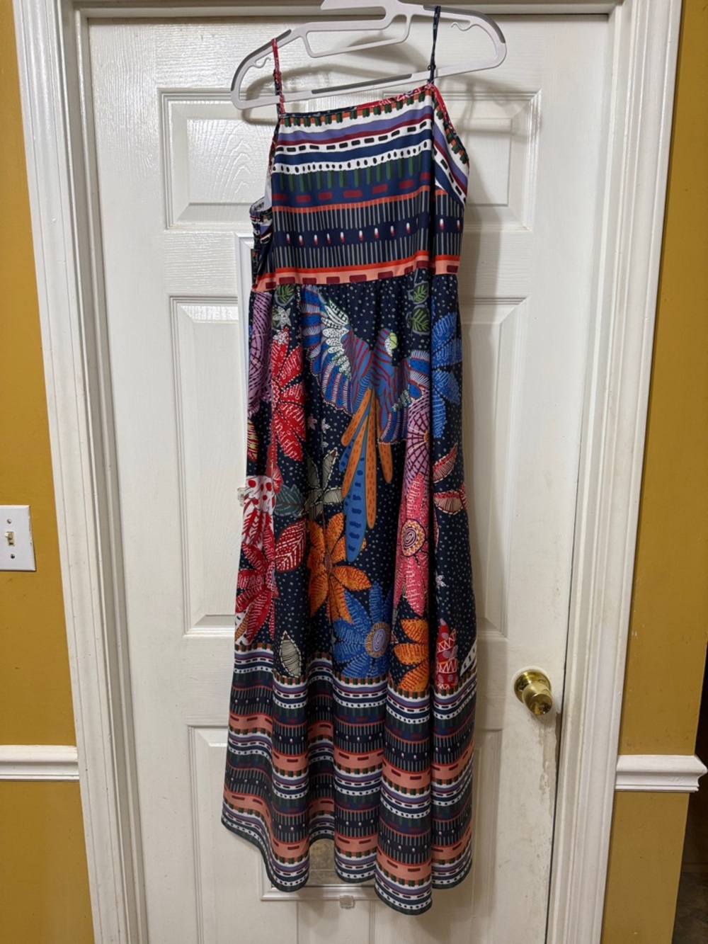 SHEIN Curve 2XL Navy Floral Stripe Maxi Dress Boho Coastal Beach Resort